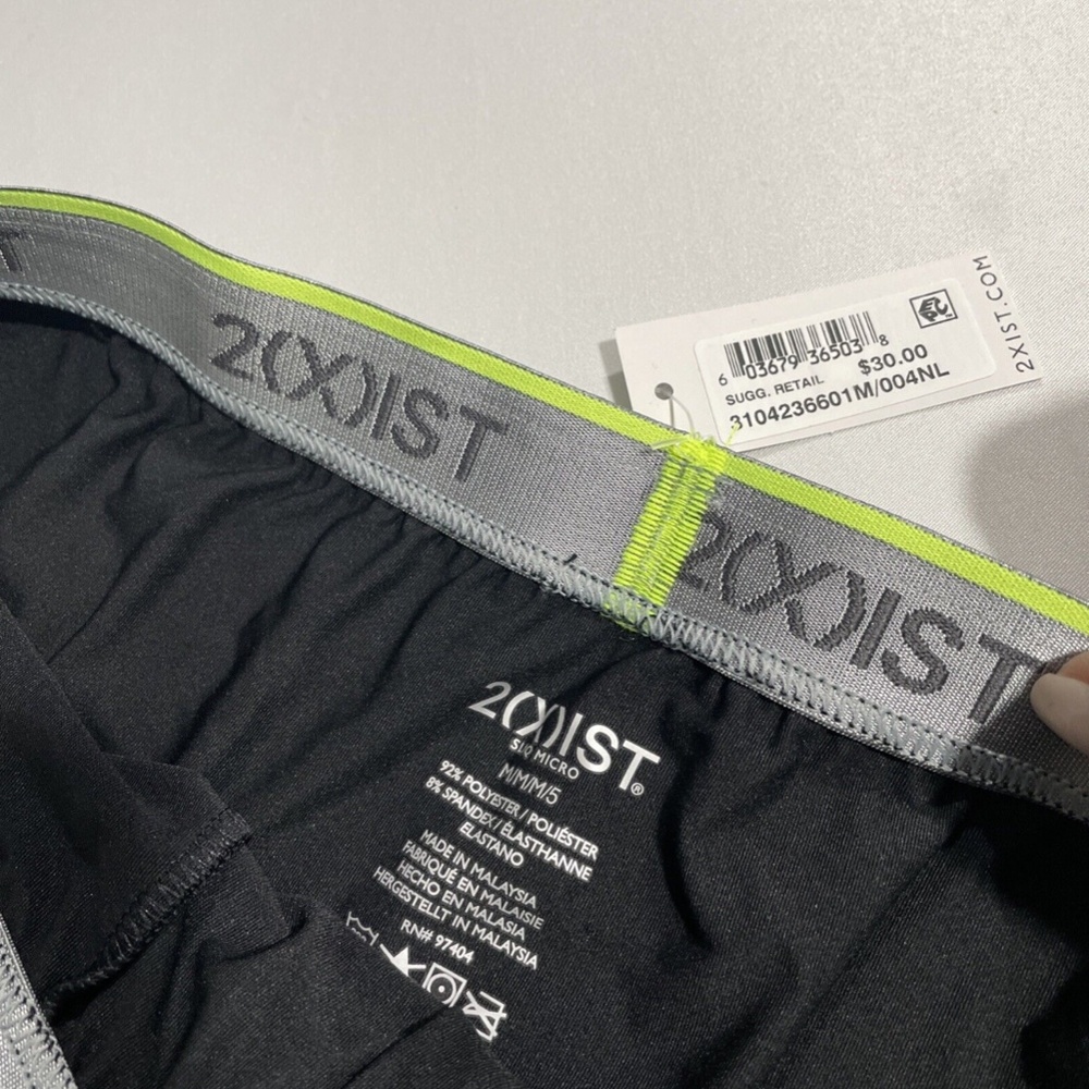 NIB $30 2(X)IST [ Medium ] Sliq Micro Sliq Long Leg Boxer Brief in‎ Black Green - Picture 11 of 16